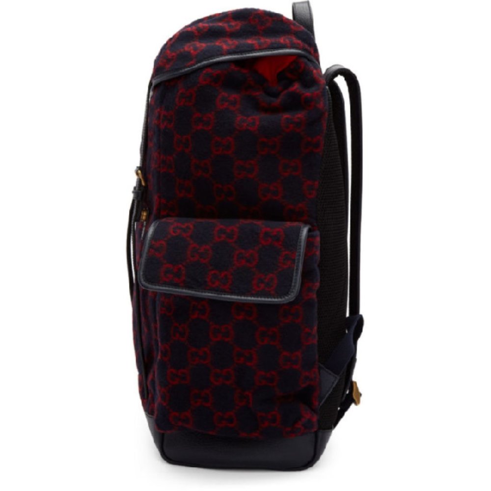 Gucci GG Monogram Print Wool Backpack in Navy - Picture 4 of 7